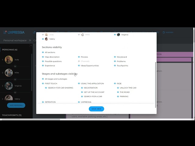 Customer journey map Views in UXPressia