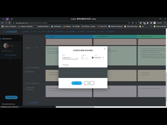 Divider section in UXPressia's CJM tool