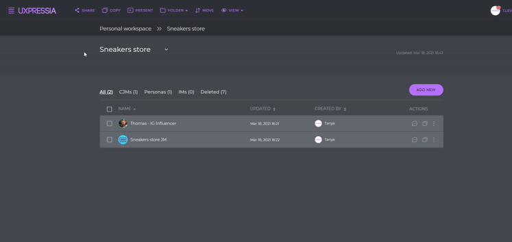 setting up different views for teams in UXPressia