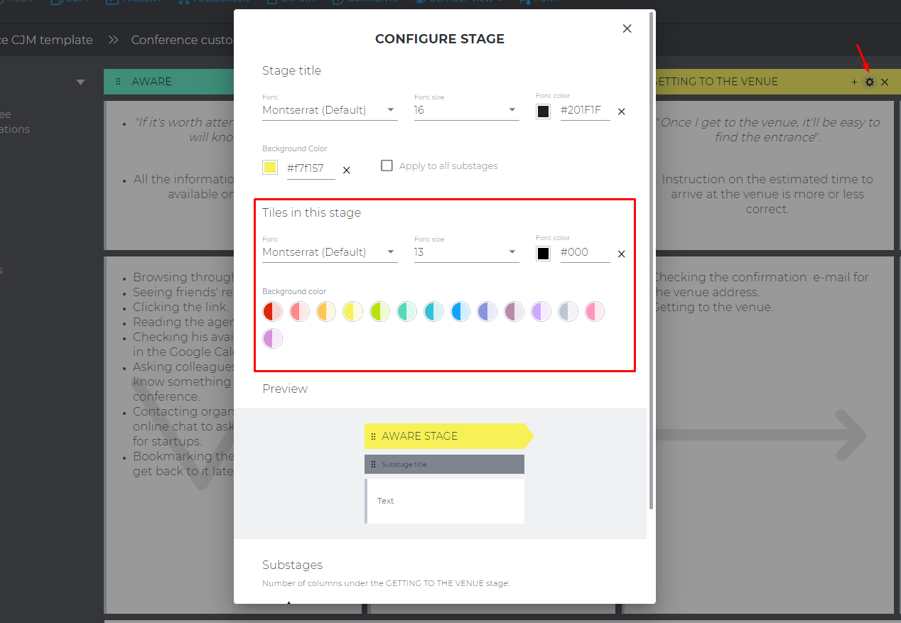 stage tile font settings uxpressia
