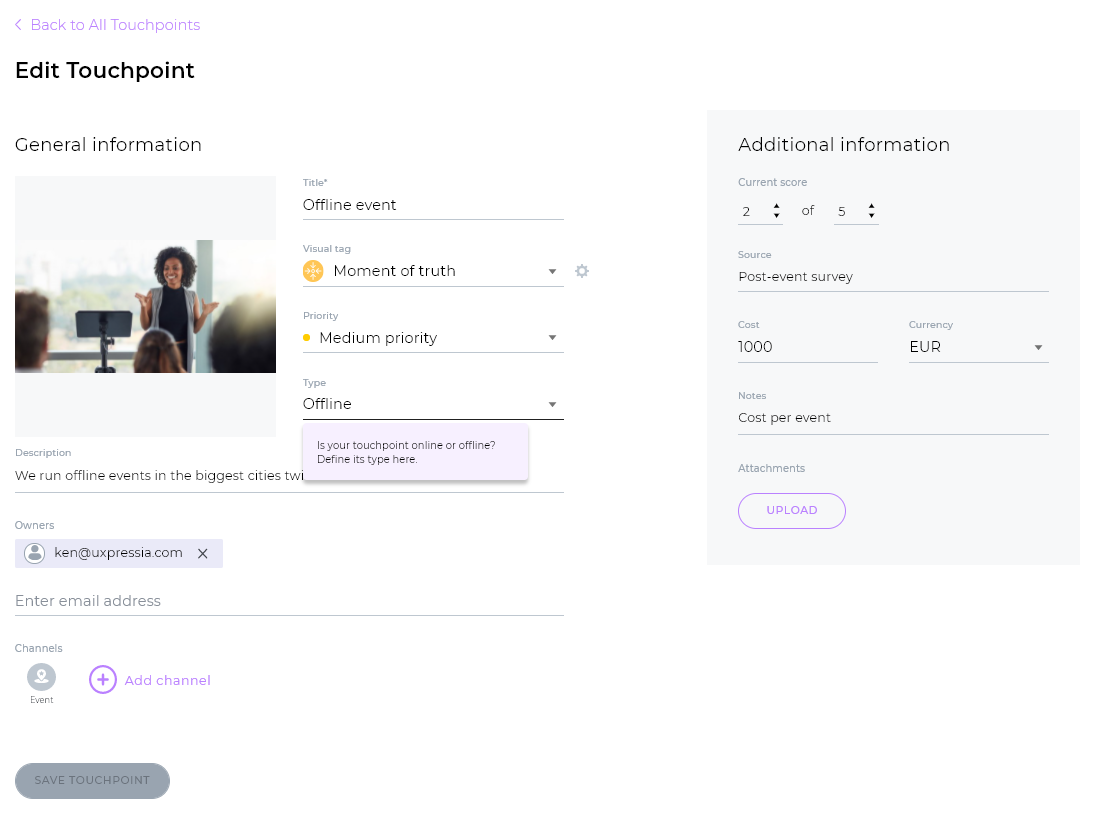 touchpoint page