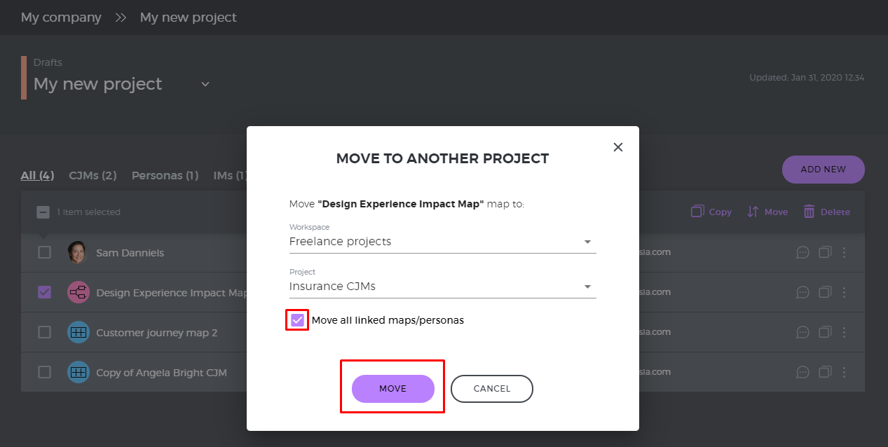 moving linked maps