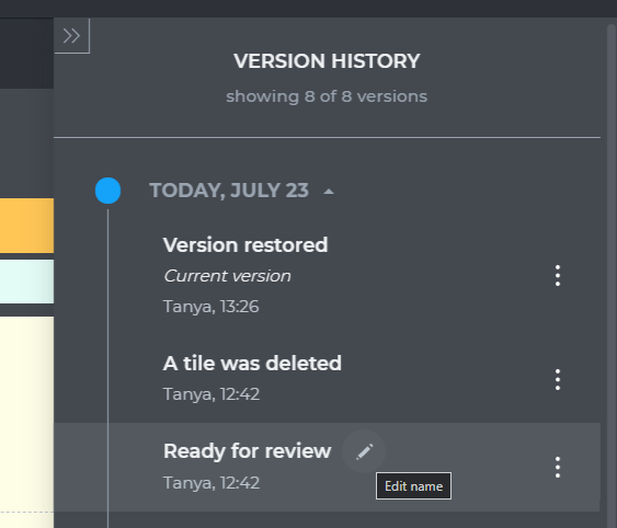actions log in UXPressia