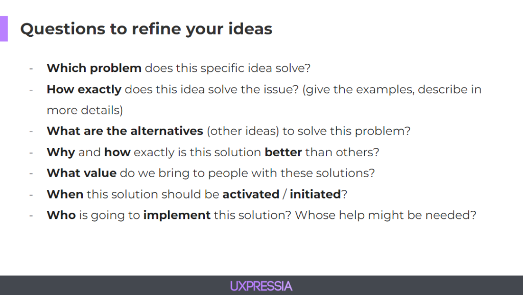 Questions to refine your ideas