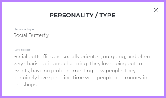 Custom personality type