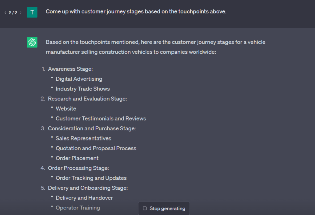 chatgpt generates touchpoints