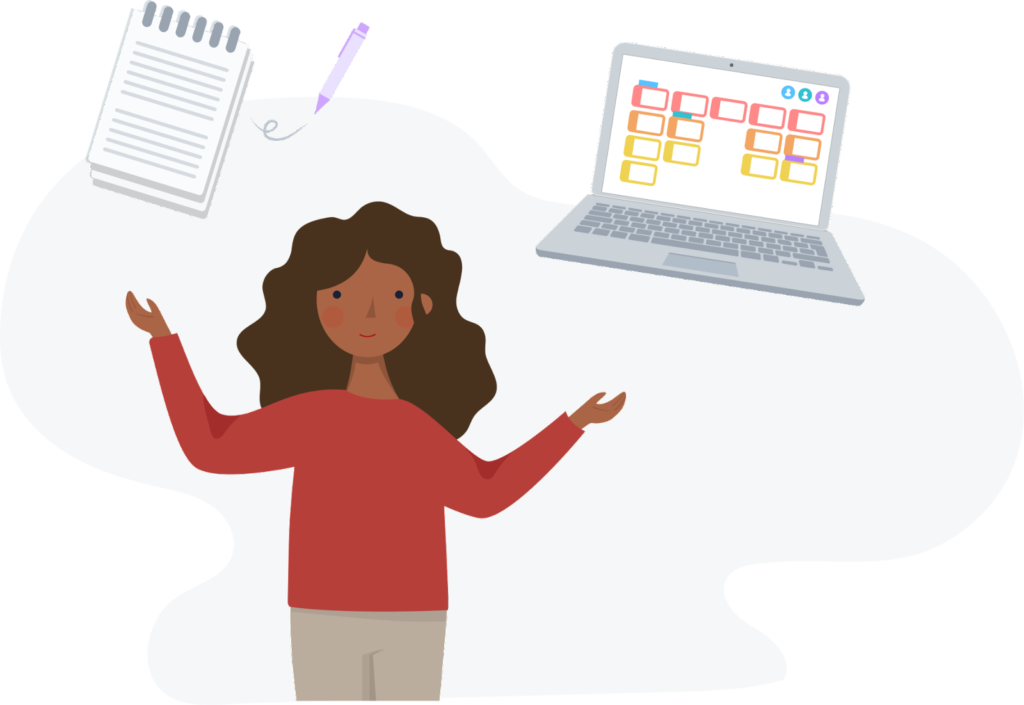 woman is dividing customer journey map stages by touchpoints 