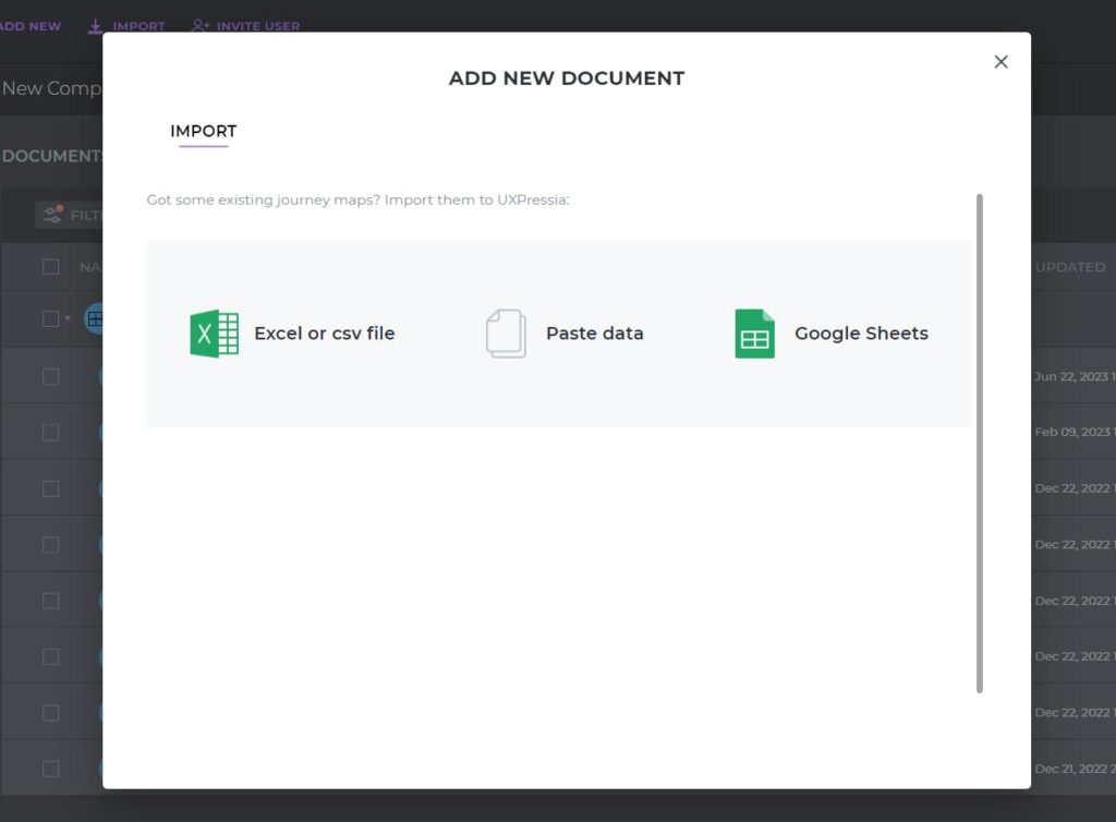 importing journey maps in UXPressia