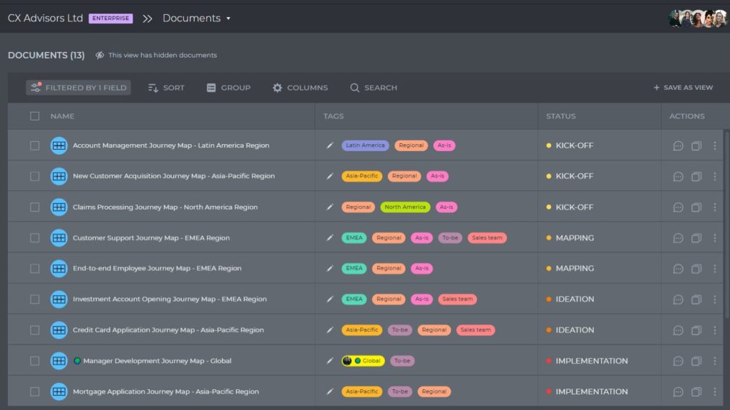 seeing the full list of customer journeys