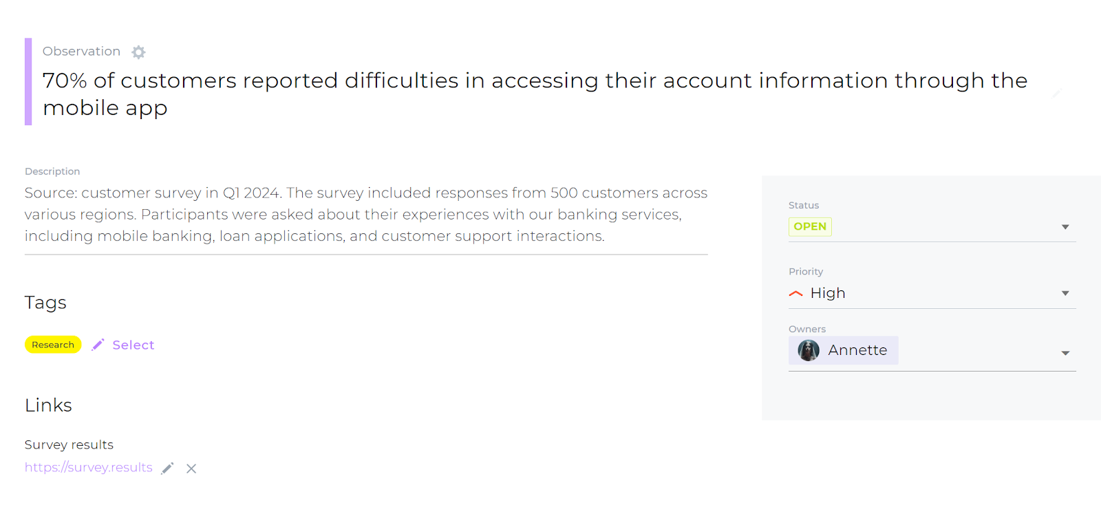 Chunk with customer survey responses