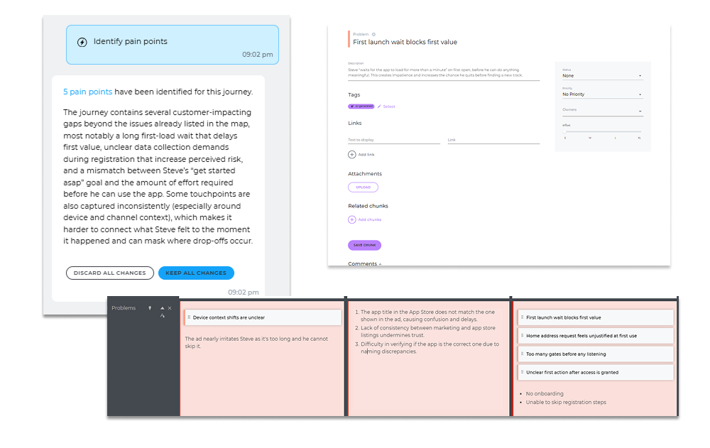 CX Chunks created inside map by AI Journey Assitant