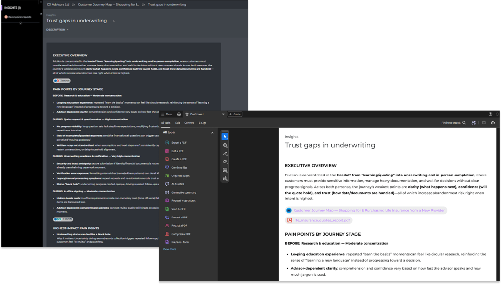 AI reports with sources in UXPressia