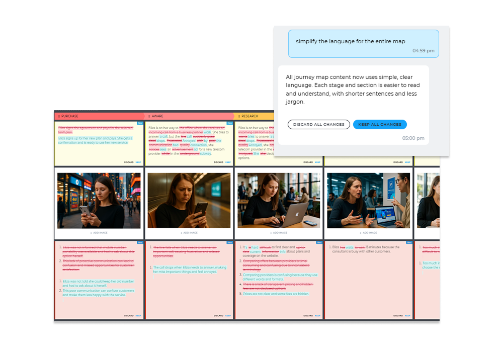 AI Journey Assistant simplied the journey map content