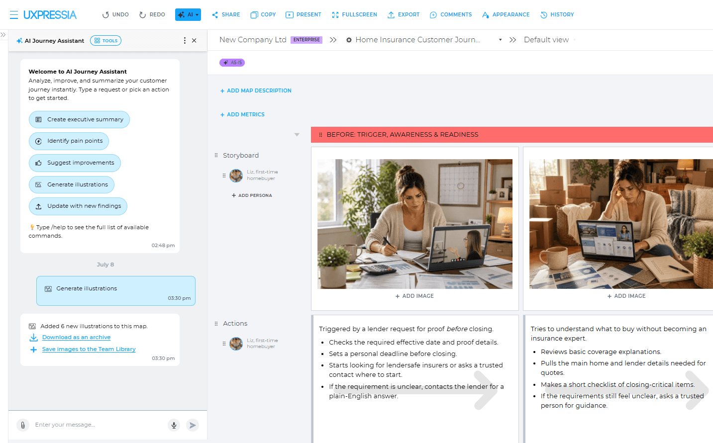 generating storyboard images in bulk in uxpressia