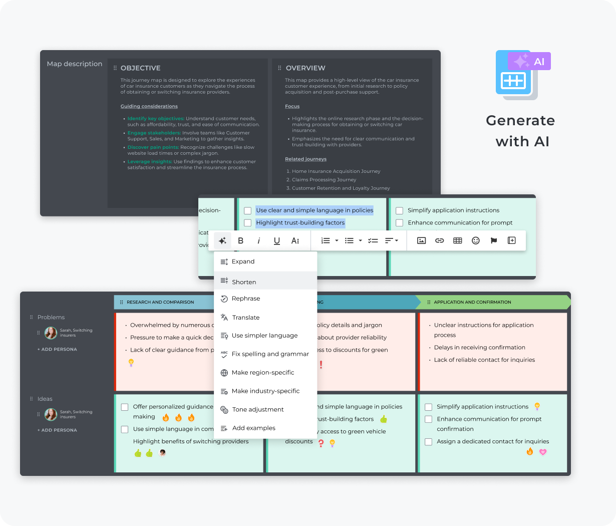 Generating and improving customer journey maps with AI