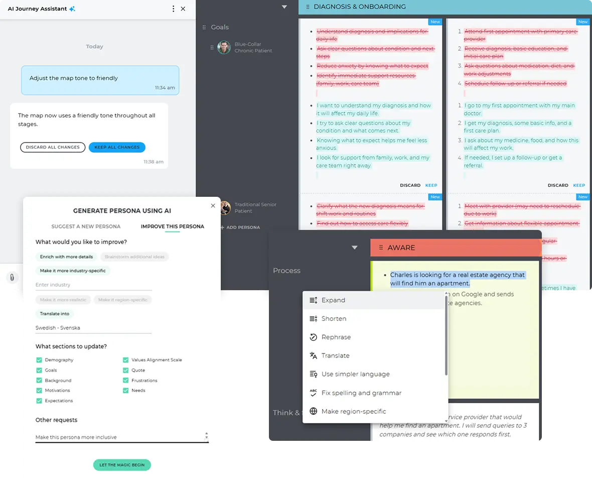 improving journey map and persona content with AI