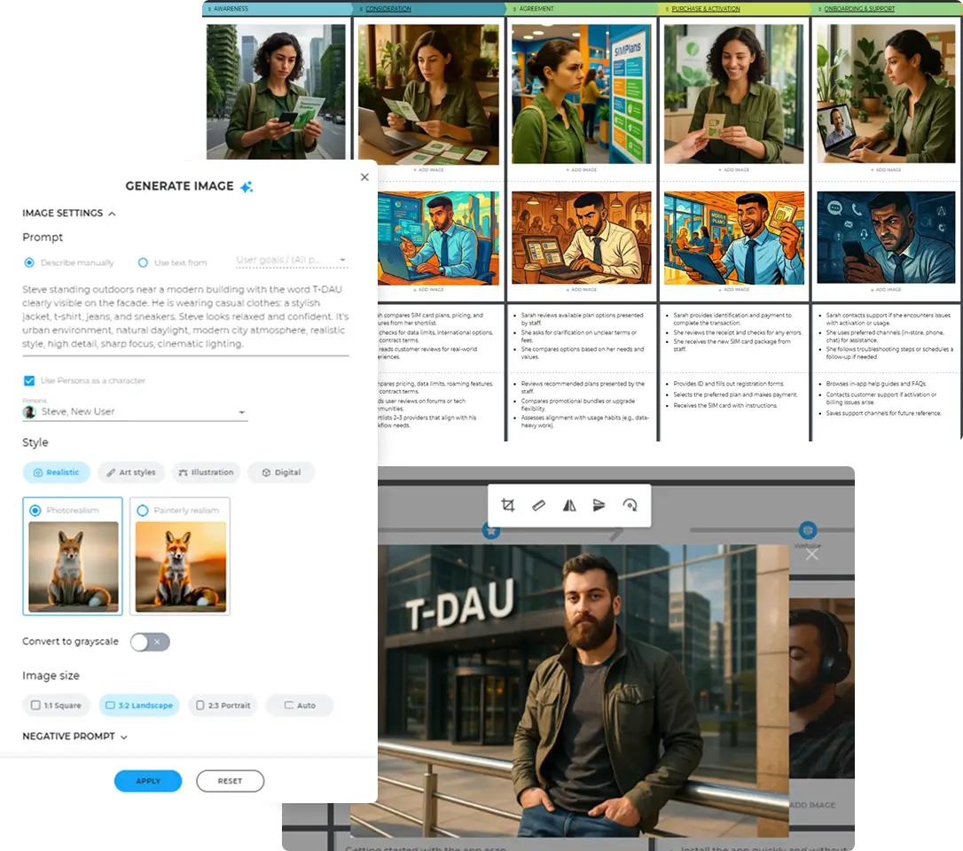 creating custom storyboards for customer journeys with AI