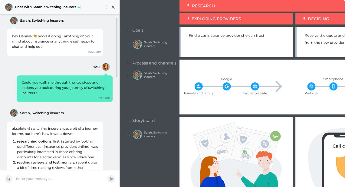 Using the persona-based AI chat tool when visualizing the customer journey