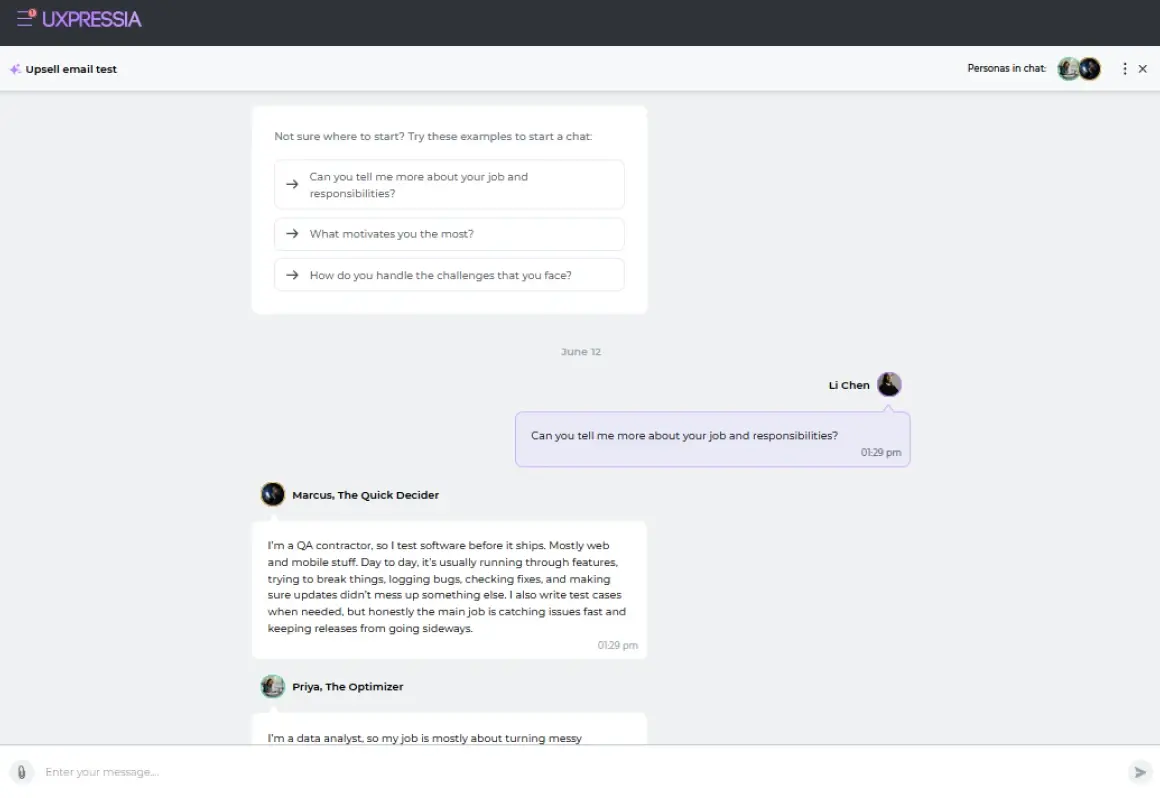 AI chat with digital twins of personas