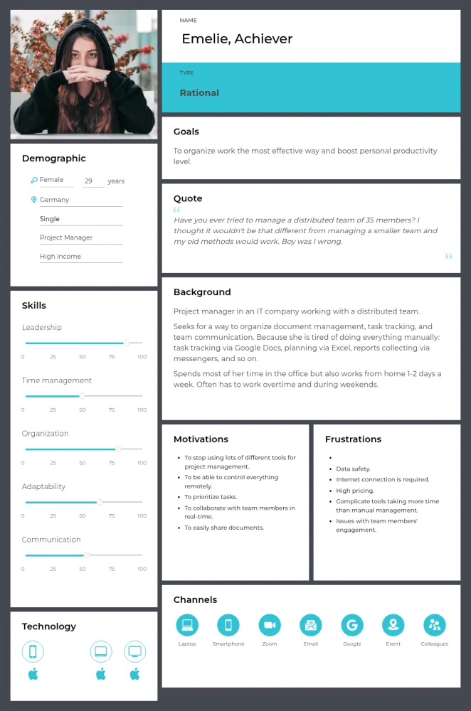 SaaS user persona example