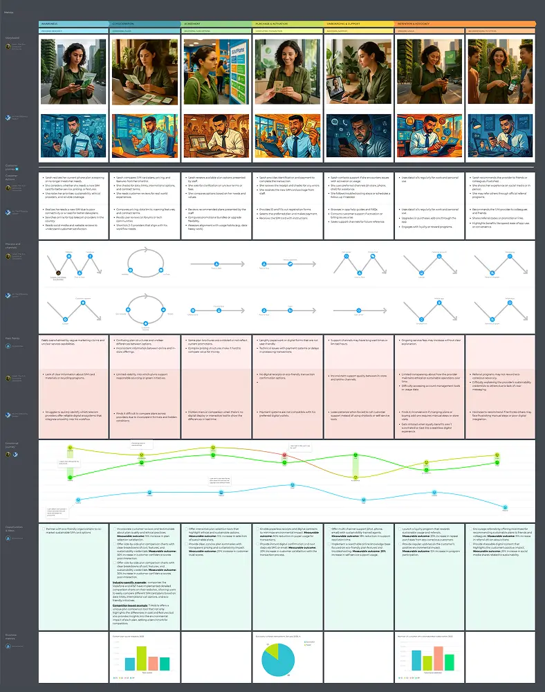 Multiple personas customer journey in telecommunications